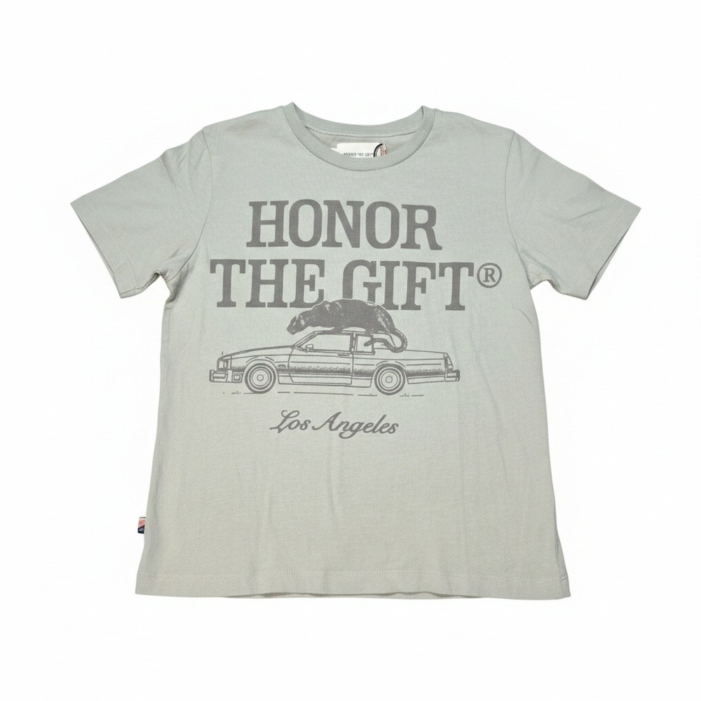 Honor The Gift‎ Los Angeles Graphic T-Shirt Sage Green Youth Size 10 (Large) NWT